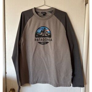 Patagonia Fitz Roy Scope Lightweight Crew Sweatshirt Cotton Gray | Mens Large